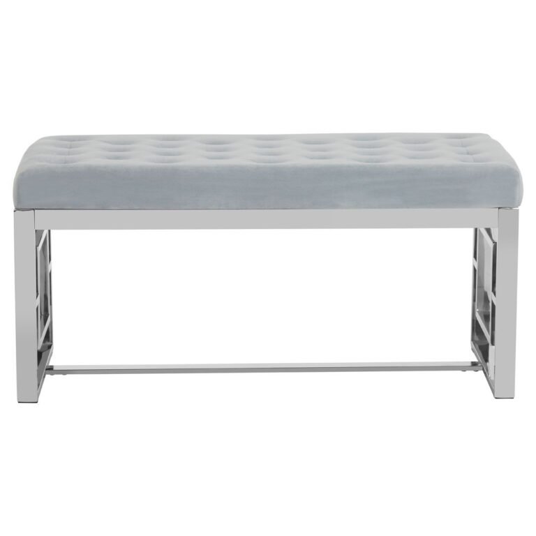 Alia Powder Blue Velvet / Silver Bench
