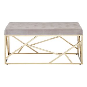 Alia Mink Velvet / Gold Finish Frame Bench