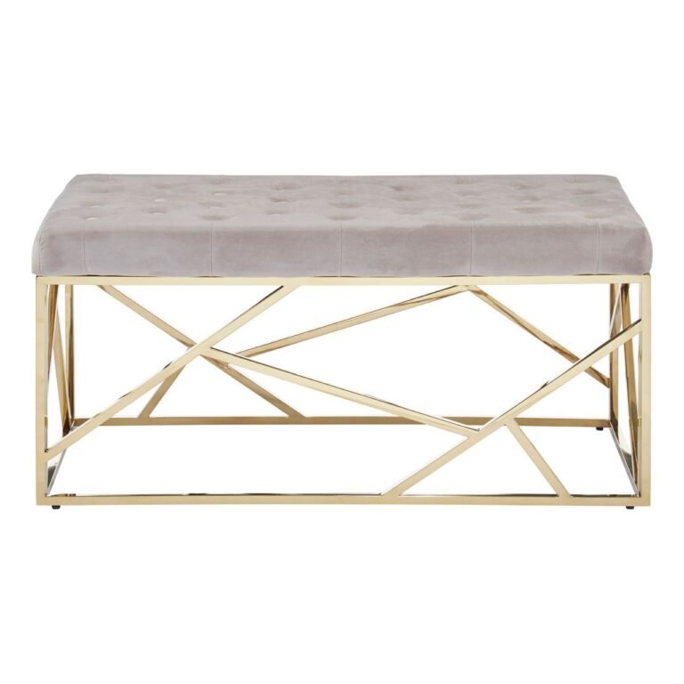 Alia Mink Velvet / Gold Finish Frame Bench