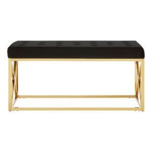 Alia Black Tufted Seat / Gold Finish Bench