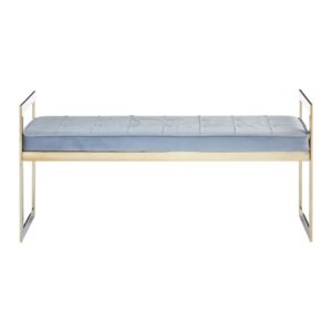 Alia Powder Blue / Gold Tufted Bench