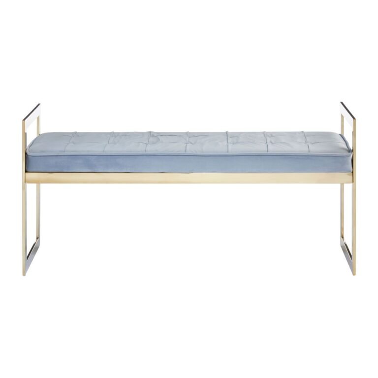 Alia Powder Blue / Gold Tufted Bench