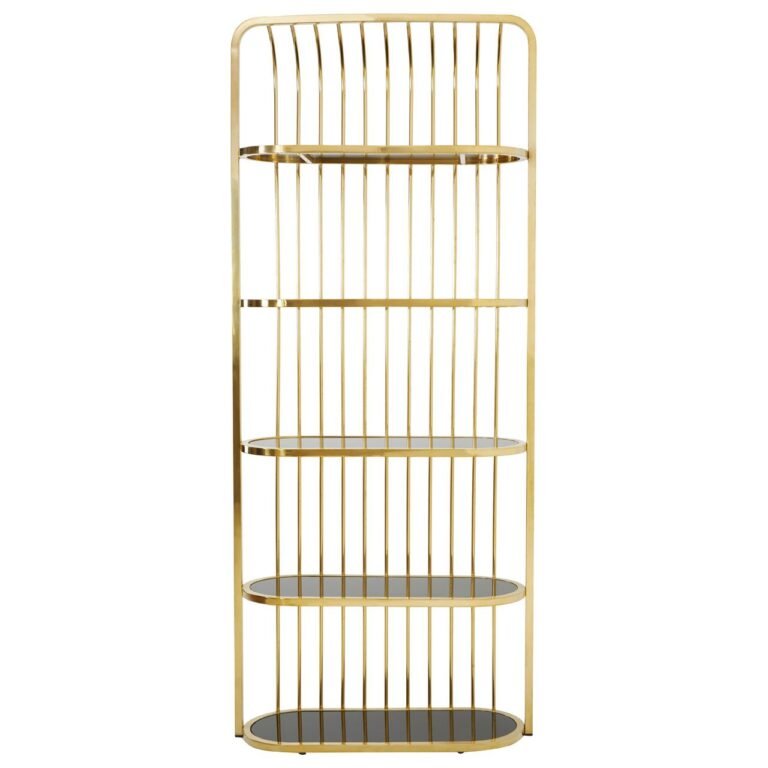 Waver Gold Finish Cage Design Bookshelf