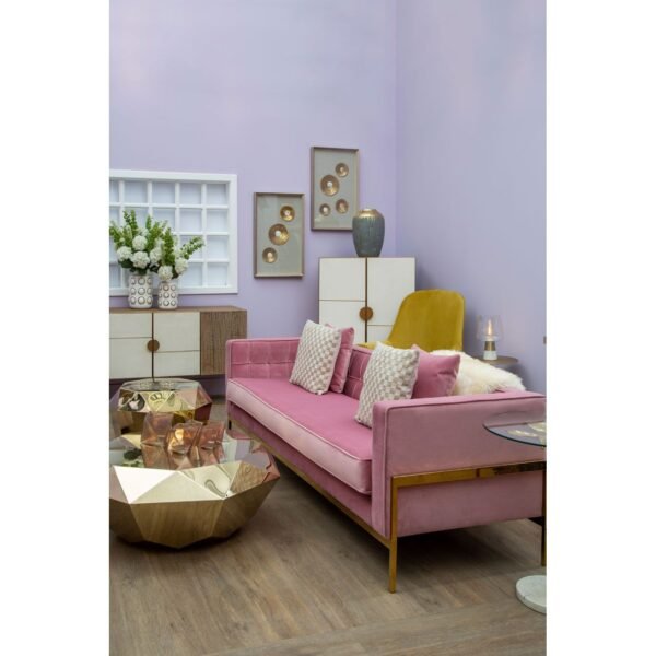 Rena 3 Seat Pink Sofa - LIVING ROOM, Sofas | Eclectic Niche