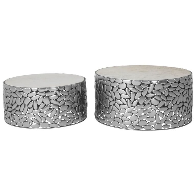 Foxley Set Of 2 Antique Pewter Side Tables