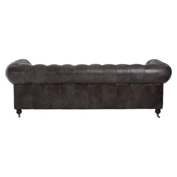 Borgault Dark Grey Leather Chesterfield Sofa - Image 5