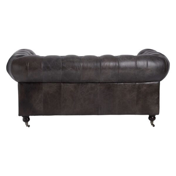 Borgault 2 Seat Grey Leather Sofa - Image 5