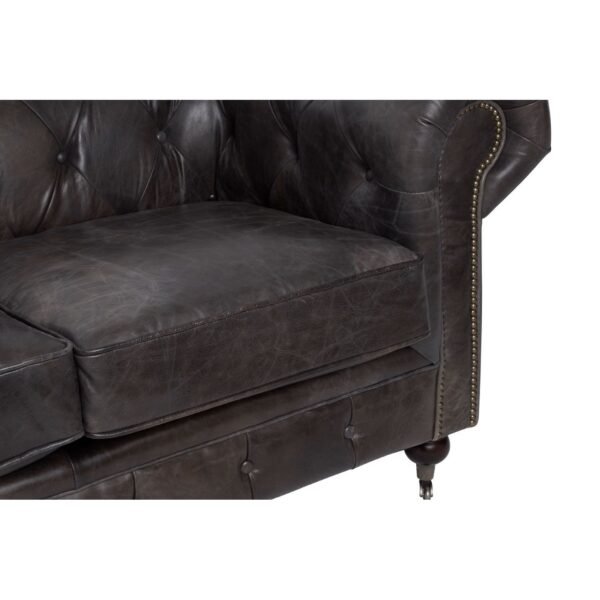 Borgault 2 Seat Grey Leather Sofa - Image 10