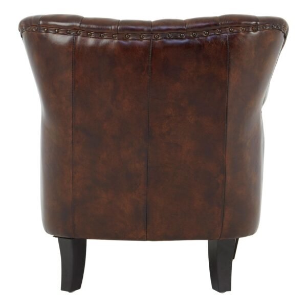 Borgault Winged Brown Leather Armchair - Image 4