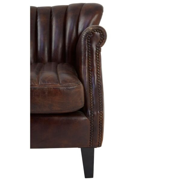 Borgault Winged Brown Leather Armchair - Image 7