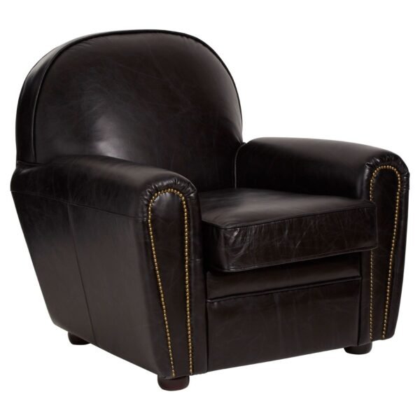 Borgault Black Leather Classic Armchair