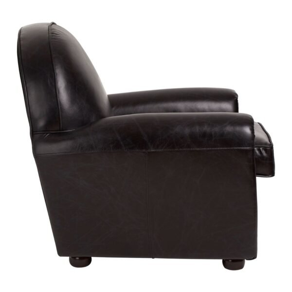 Borgault Black Leather Classic Armchair - Image 3