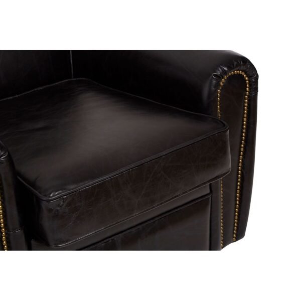 Borgault Black Leather Classic Armchair - Image 7