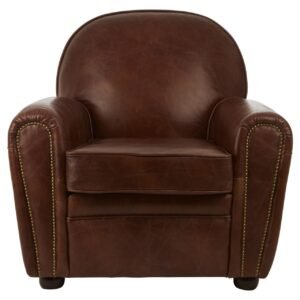 Borgault Coffee Leather Classic Armchair