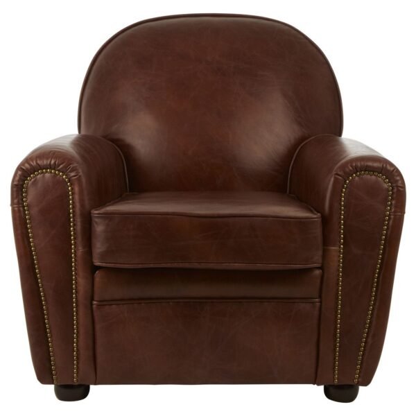 Borgault Coffee Leather Classic Armchair