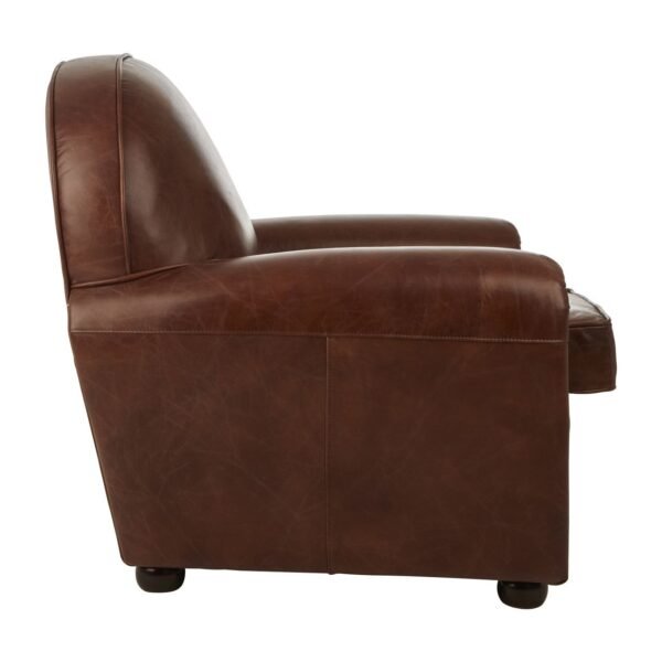 Borgault Coffee Leather Classic Armchair - Image 3