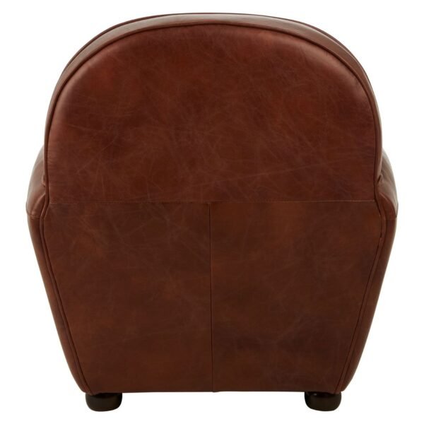 Borgault Coffee Leather Classic Armchair - Image 4