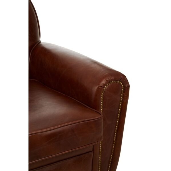 Borgault Coffee Leather Classic Armchair - Image 5