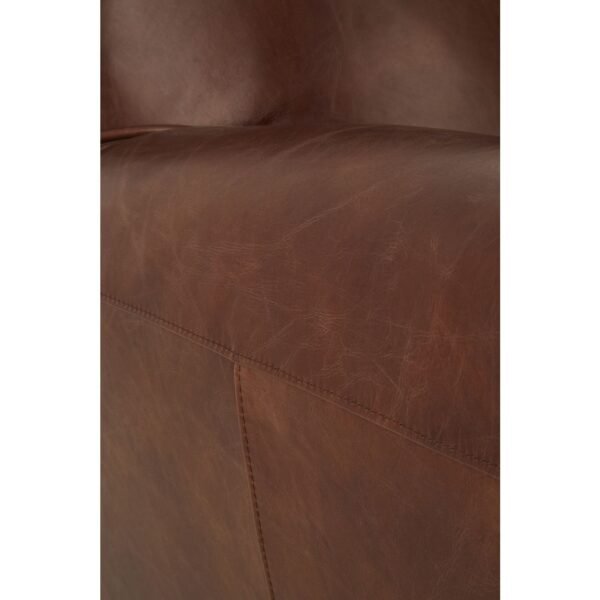 Borgault Coffee Leather Classic Armchair - Image 6