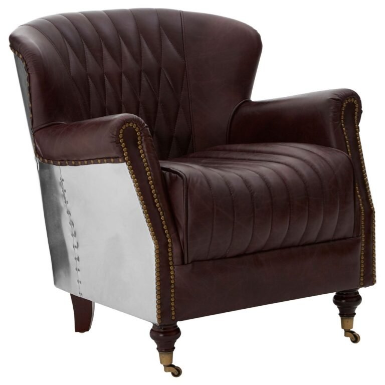 Borgault Coffee Leather Armchair
