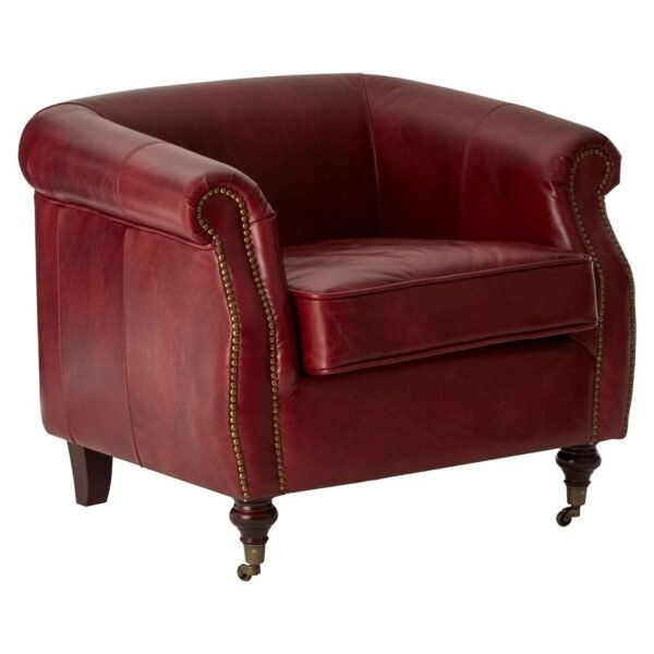 Borgault Red Leather Armchair