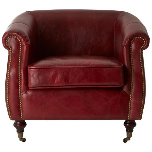 Borgault Red Leather Armchair - Image 2