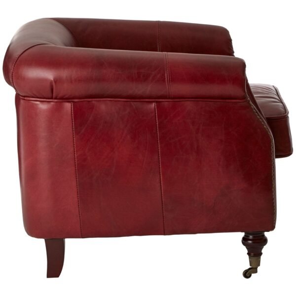 Borgault Red Leather Armchair - Image 3