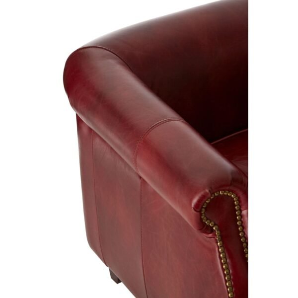 Borgault Red Leather Armchair - Image 5