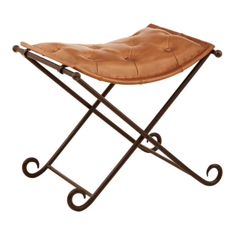 Olk Buffalo Brown Leather Folding Stool