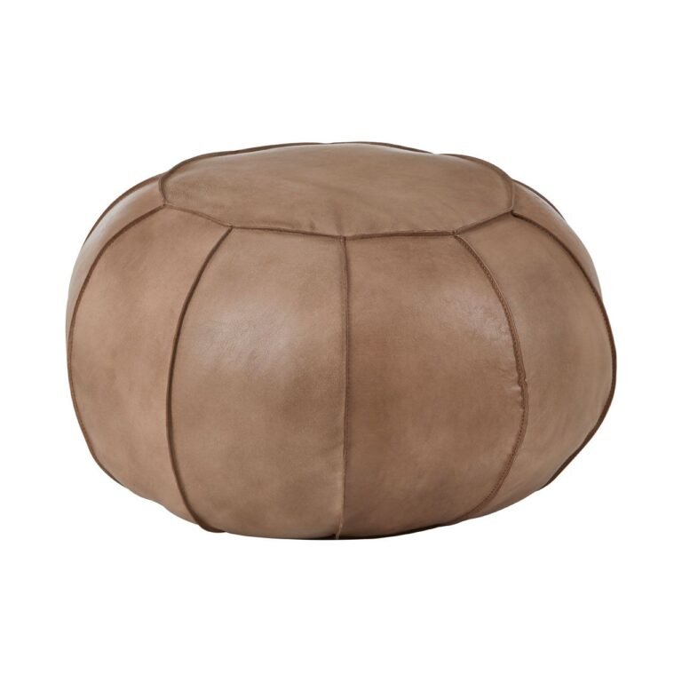 Olk Buffalo Grey Leather Pouffe