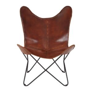 Olk Buffalo Tan Leather Butterfly Chair