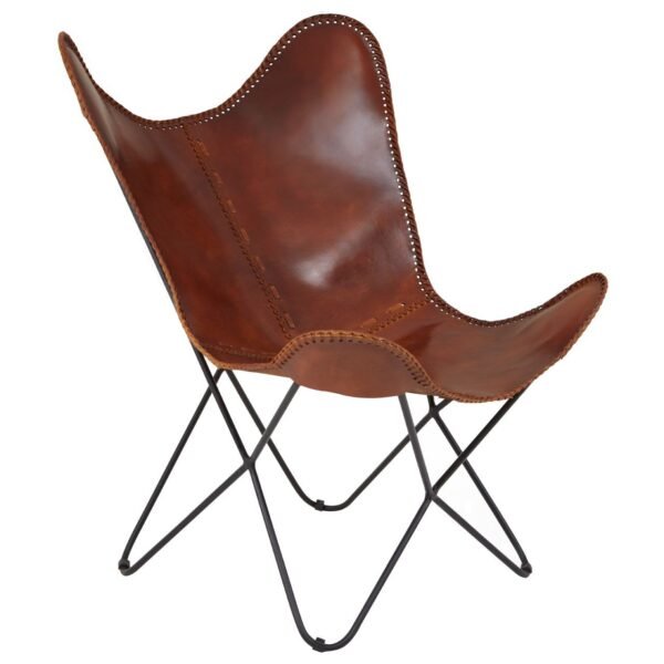 Olk Buffalo Tan Leather Butterfly Chair - Image 2