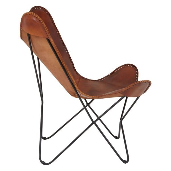 Olk Buffalo Tan Leather Butterfly Chair - Image 3