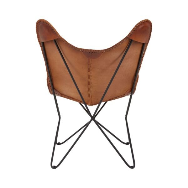 Olk Buffalo Tan Leather Butterfly Chair - Image 4