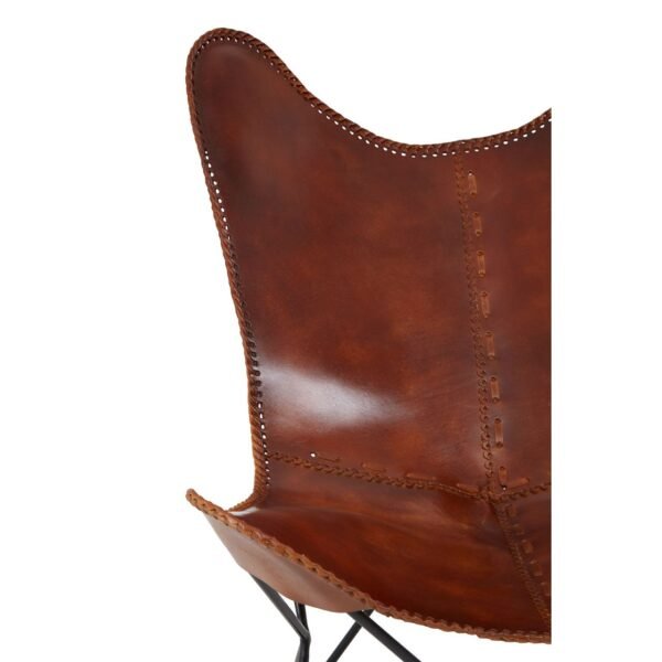 Olk Buffalo Tan Leather Butterfly Chair - Image 5