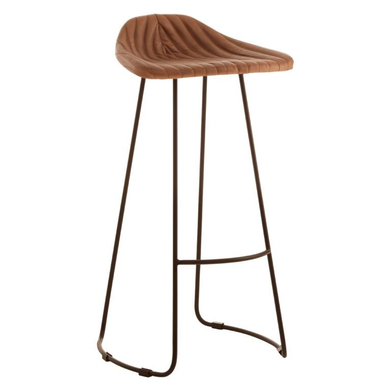Olk Buffalo Light Brown Leather / Iron Stool