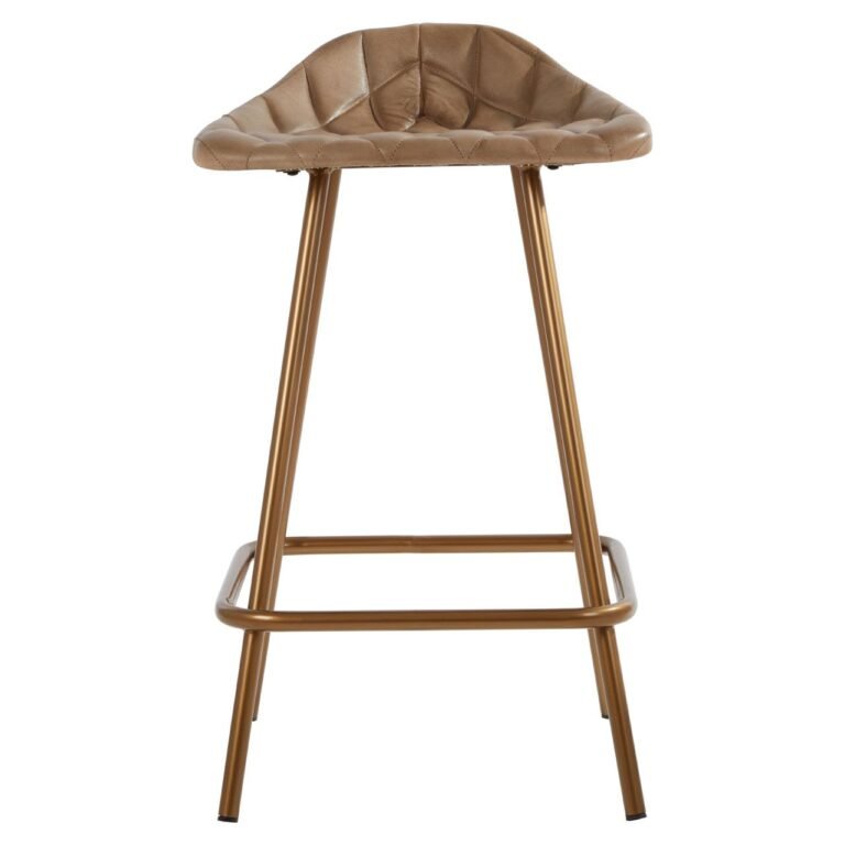 Olk Buffalo Grey Leather Quilted Stool