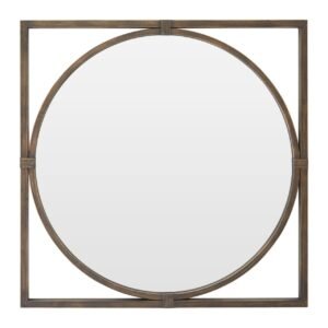 Aire Bronze Metal Frame Square Wall Mirror