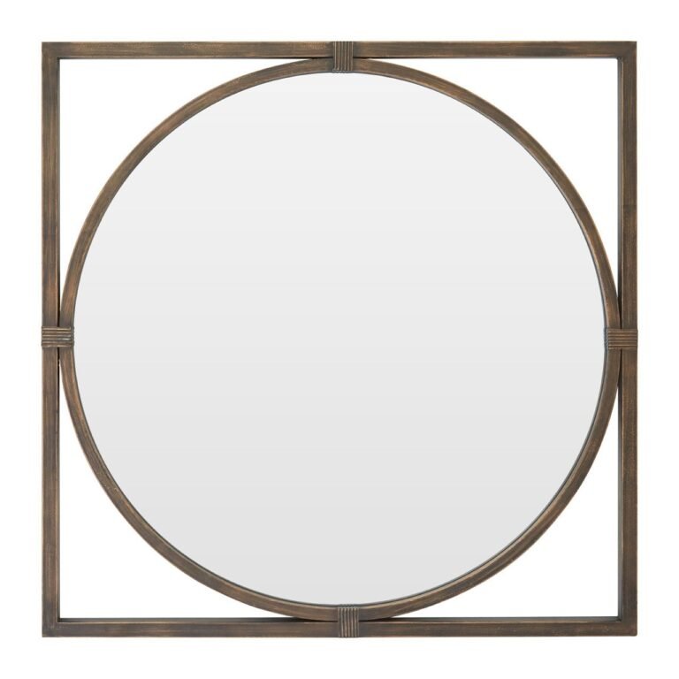 Aire Bronze Metal Frame Square Wall Mirror