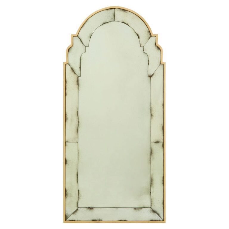 Levoli Black / Gold Frame Arched Wall Mirror