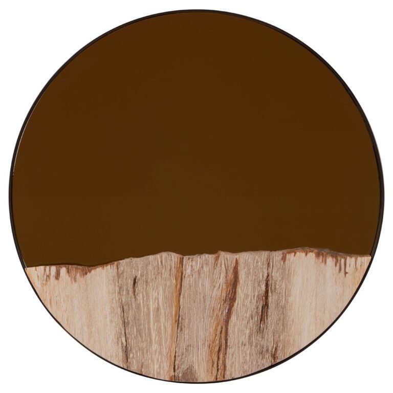 Guise Petrified Wood Tile Small Round Mirror