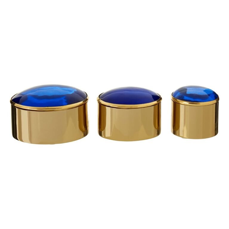 Meryl Set Of 3 Trinket Boxes With Blue Lids