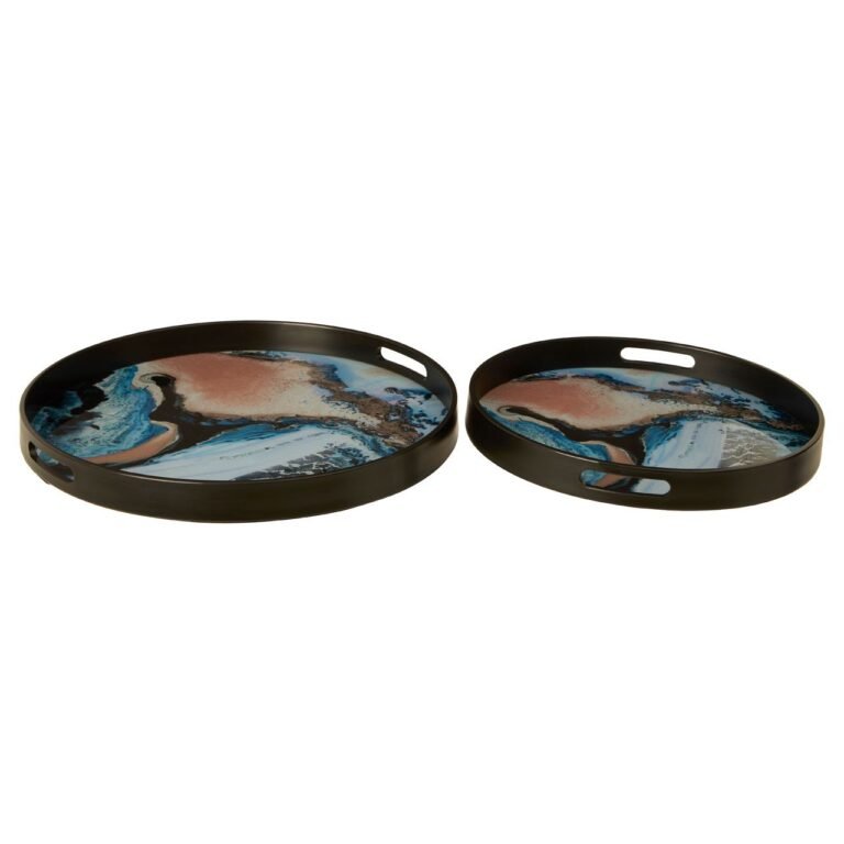 Pelina Set Of 2 Pink / Blue Serving Trays