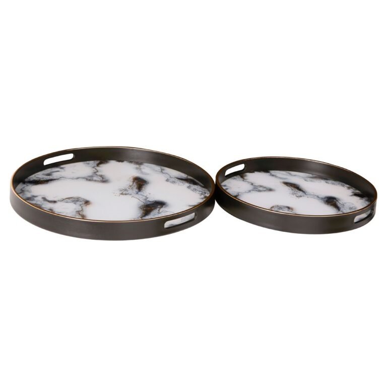 Pelina Set Of 2 Marble Effect Serving Trays