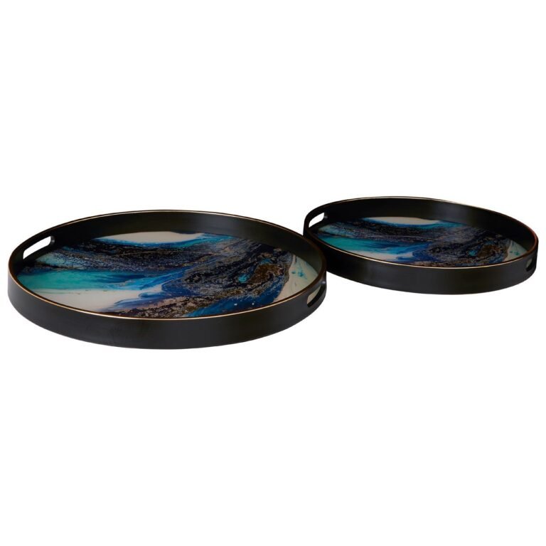 Pelina Set Of 2 Turquoise Serving Trays