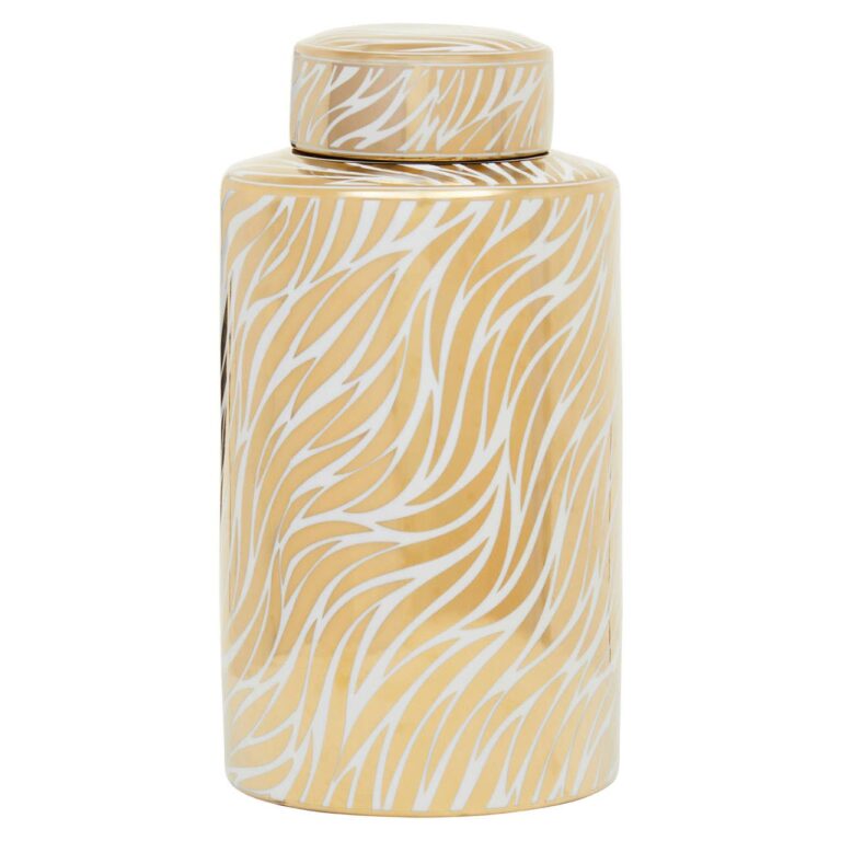 Ostra Large White And Gold Finish Jar