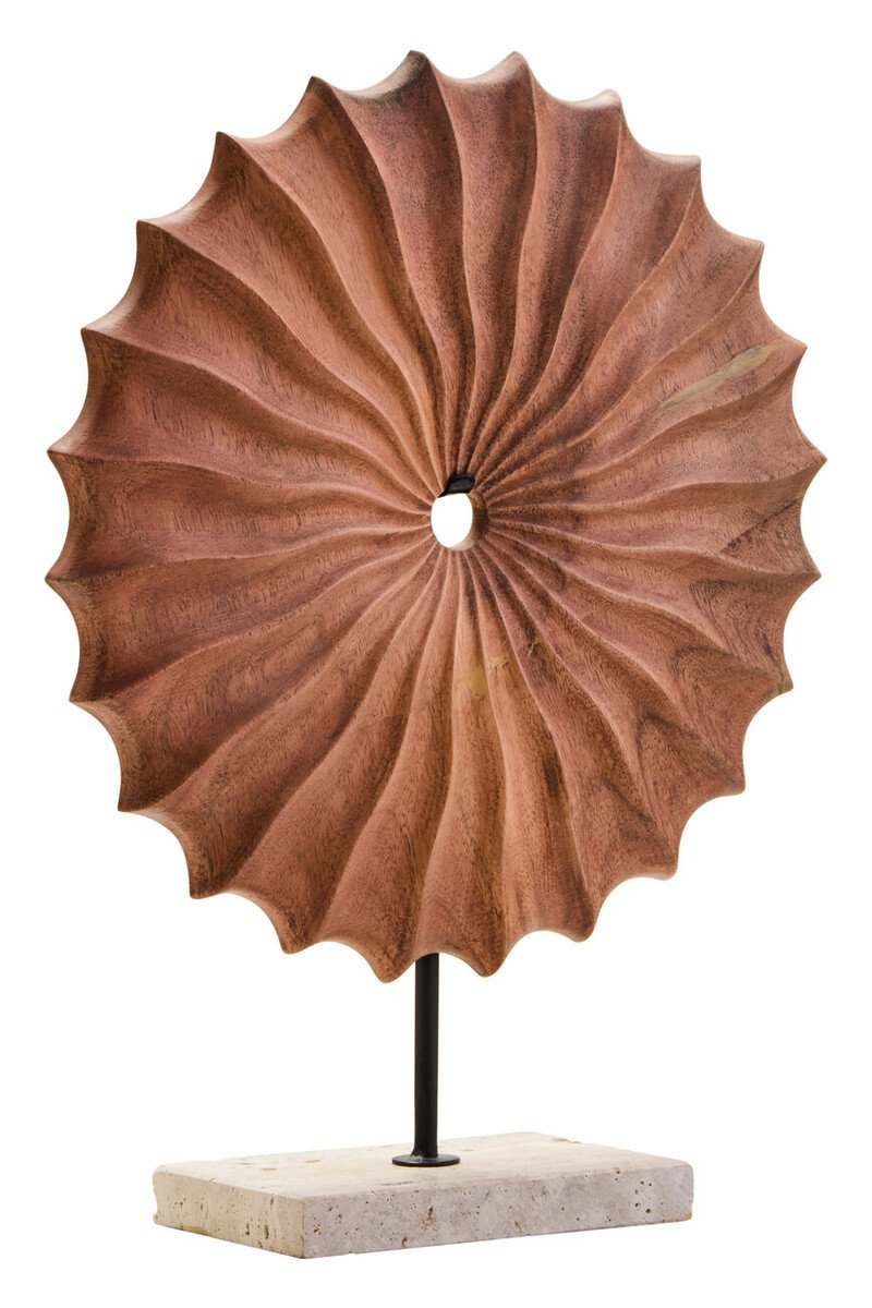 Esto Wood Sculpture with Travertine Base Esto Wood Sculpture with Travertine Base