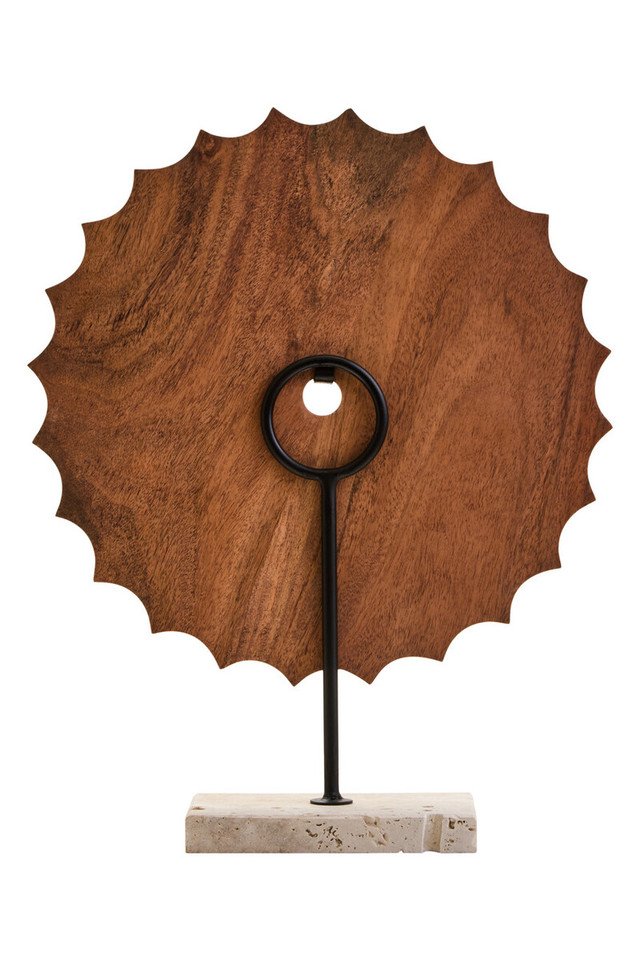 Esto Wood Sculpture with Travertine Base Esto Wood Sculpture with Travertine Base