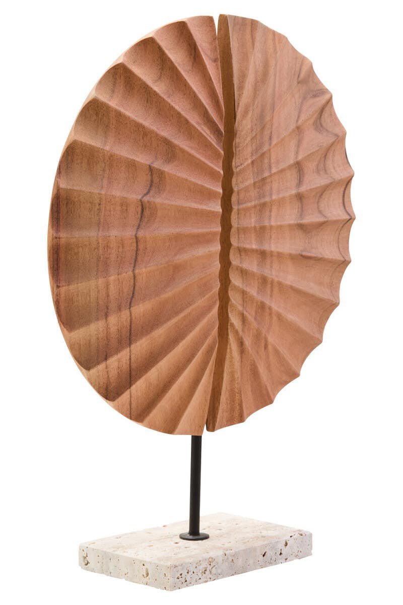 Esto Wood Sculpture with Travertine Base Esto Wood Sculpture with Travertine Base