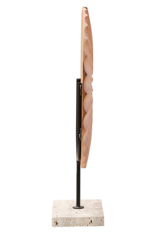 Esto Wood Sculpture with Travertine Base Esto Wood Sculpture with Travertine Base